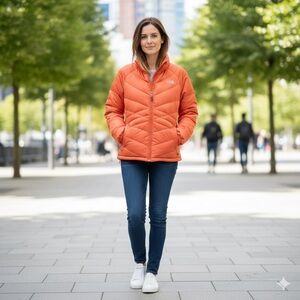 The North Face  Bright Orange Puffer Jacket